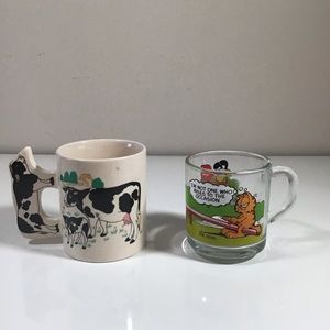 Cow and vintage Garfield mugs